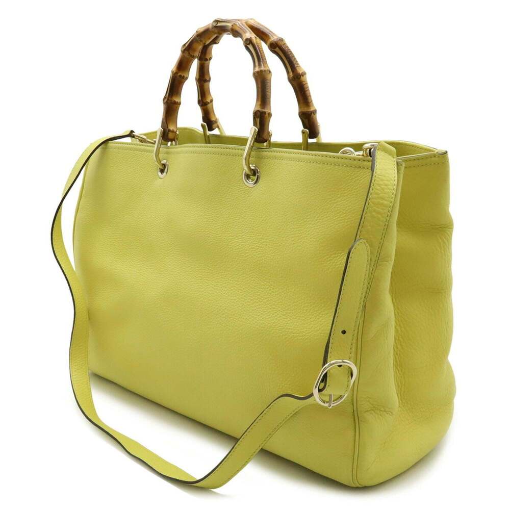 GUCCI Authentic Yellow Leather Bamboo Shoulder Bag - Picture 3 of 10